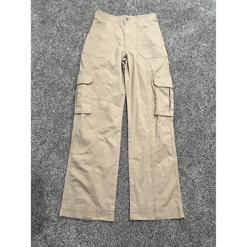 Abercrombie & Fitch Khaki Tan High Rise Wide Leg Cargo Pants 25 0R NWT